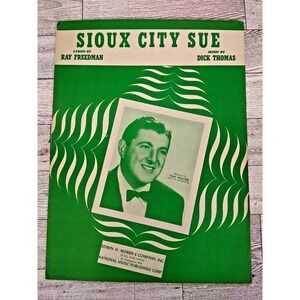 1945 Sioux City Sioux Sheet Music Tony‎ Pastor Green Cover Vintage Wall Art